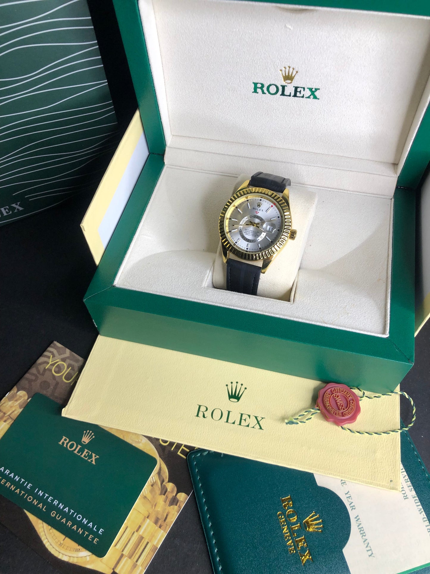 Rolex sky-dweller with leather strap