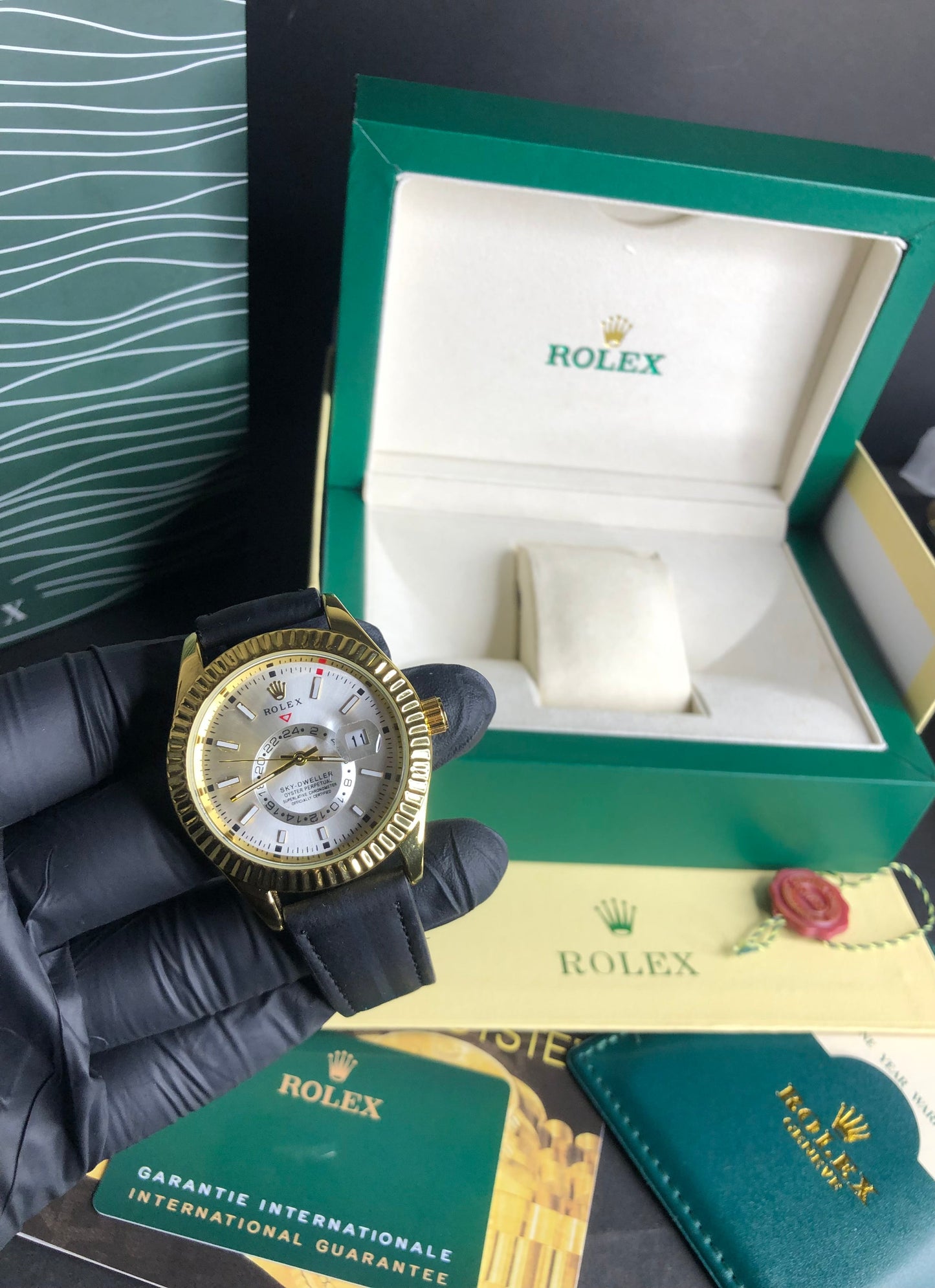 Rolex sky-dweller with leather strap