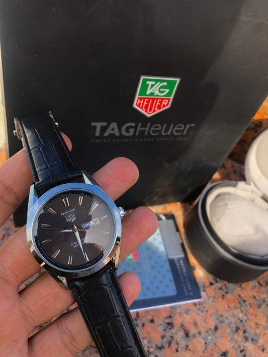 TAG Heuer Carrera – Black Dial with Black Leather Strap