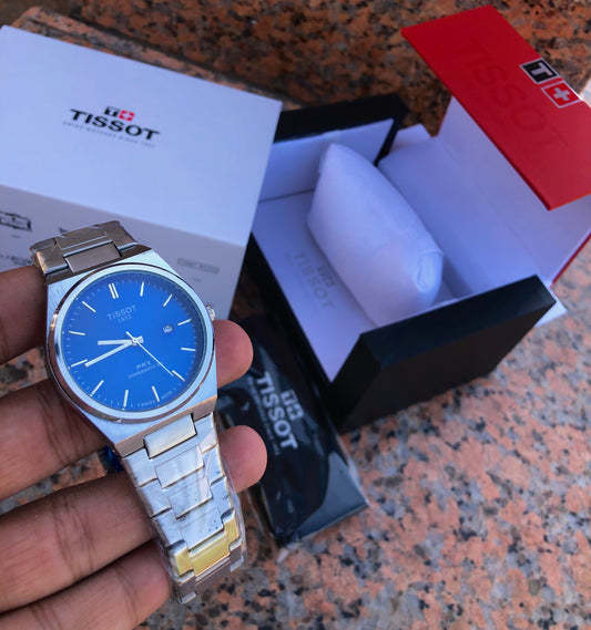 Tissot PRX 1853 – Silver Chain with Blue Dial